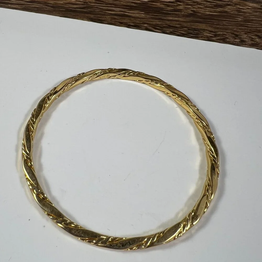 Gold-Tone Twisted Design Metal Bangle Bracelet - Picture 2 of 3